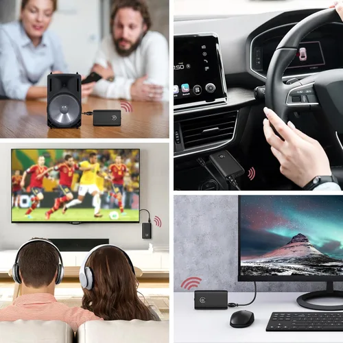 Vista 7 de LOFICOPER Receptor transmisor Bluetooth para automóvil, adaptador auxiliar Bluetooth 5.3 2 en 1, receptor de música inalámbrico para sistema estéreo