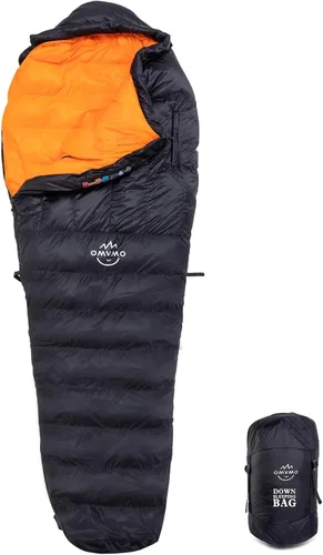 Vista 9 de Rectangular Down Sleeping Bag for Adults Camping Hike with Arm Holes Negro / 0℉/Cremallera izquierda