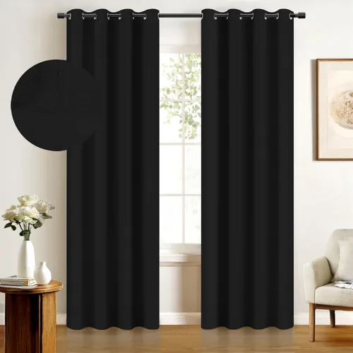 Vista 25 de Cortinas 100% Blackout Shield para puerta corredera, cortinas extra anchas de 63 pulgadas de largo, cortinas con ojales para puerta de patio