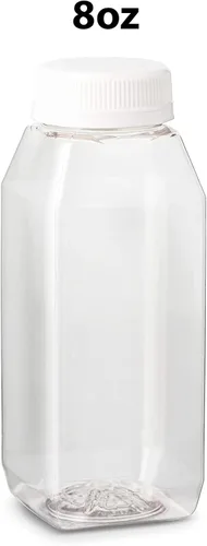 Vista 4 de 8 Oz. Empty Clear PET botellas plásticas de jugo con tapa por MT Products - Set de 12 botellas y 12 tapas