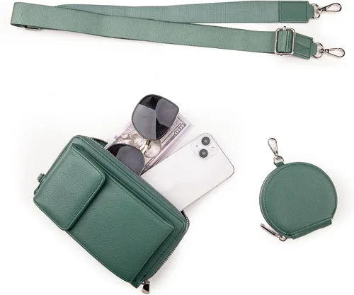 Vista 2 de Montana West Monedero pequeño cruzado para teléfono celular para mujer, con bloqueo RFID, cartera para teléfono celular