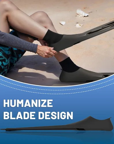 Vista 8 de Greatever Aletas de esnórquel con bolsillo completo para el pie, aletas largas y duraderas para buceo, equipo de esnórquel profesional