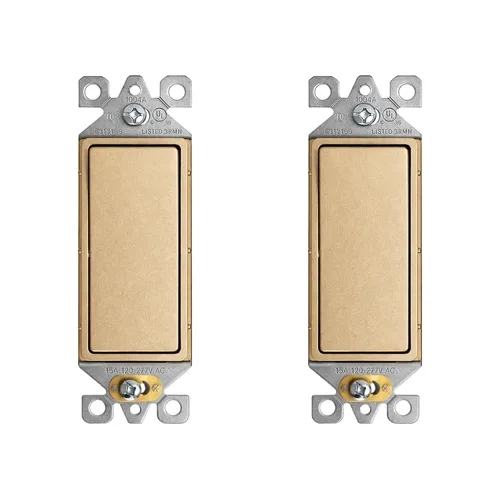 Vista 21 de ELEGRP Interruptor de luz decorativo de un solo polo con placa sin tornillos, 15 A 120-277 V, reemplazo del interruptor basculante de paleta