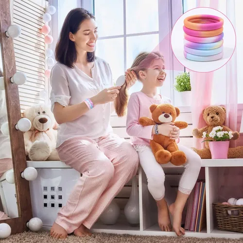 Vista 6 de 54 piezas de ligas para el pelo para niñas y mujeres, elásticos de nylon para el cabello, sujetadores para cola de caballo, ligas suaves sin daños