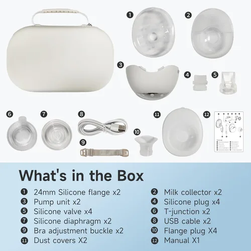 Vista 7 de Extractor de leche eléctrico portátil manos libres con 4 modos y 12 niveles, recargable y pantalla inteligente, doble bomba de lactancia materna