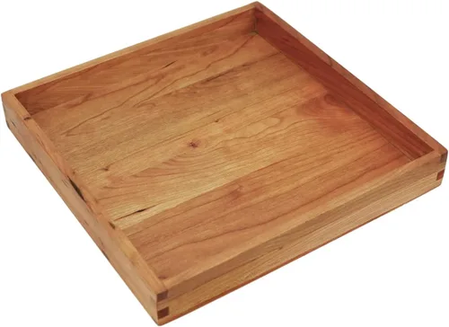 Vista 8 de Bandeja otomana pequeña hexagonal de madera de nogal negro de 12 pulgadas con asas, sirve té, bandeja decorativa de madera clásica para servir café