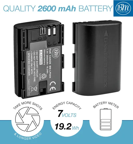 Vista 3 de Kit de agarre de batería para cámara SLR digital Canon EOS 70D, EOS 80D, EOS 90D, incluye agarre vertical de batería BG-E14 de repuesto +