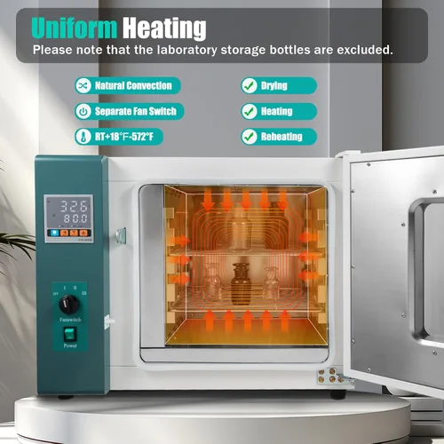 Vista 5 de Horno de secado eléctrico horizontal de 110 V, secado por ráfaga de temperatura constante de 1000 W, horno de secado de explosión de 45L/12 galones