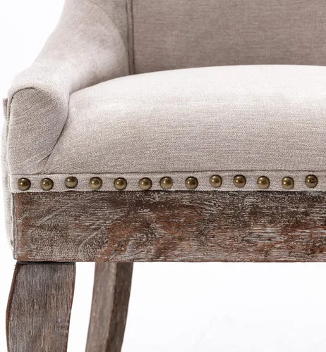 Vista 9 de Dining Chairs and Table & Chair Sets, Ultra Side Dining Chair with Thickened Fabric Upholstery and Solid Wood Legs, Bronze Nail Head Accents, Set of