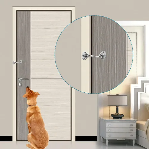 Vista 6 de Paquete de 2 ganchos de puerta de 4 pulgadas y pestillo de ojo de privacidad resistente para puerta, puerta, granero, cobertizo, color plateado