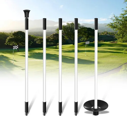 Vista 13 de KINGTOP Asta de Bandera de Golf - Diseño Portátil, Asta de Bandera de Green de Práctica de Putting para Patio, Club - Poste Pin Asta de Bandera