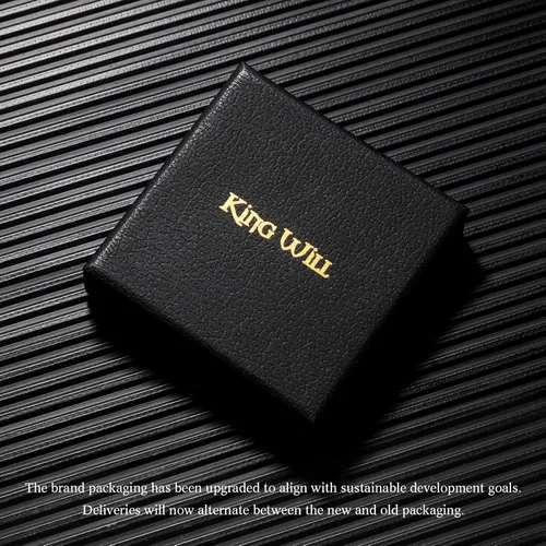 Vista 6 de King Will - Anillo de acero inoxidable de, pulgadas, acabado mate chapado en plata y borde biselado pulido con grabado láser I love you