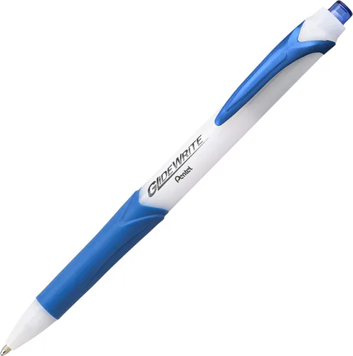Vista 2 de Bolígrafo Pentel GlideWrite con tinta TechniFlo, (1.0mm) trazo medio, tinta azul claro, caja de 12 (BX910-S1)