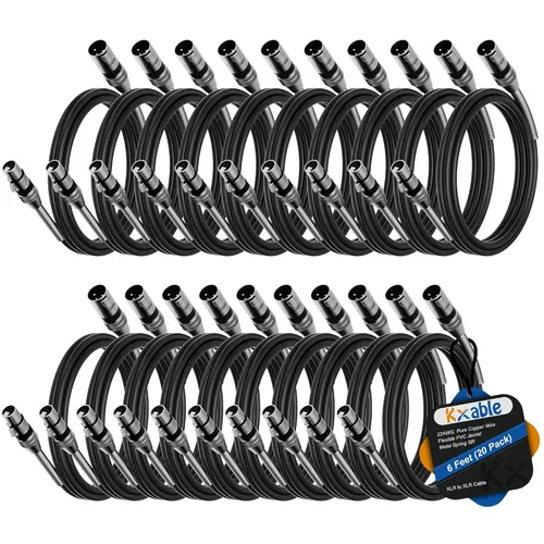 Vista 41 de Kxable - Cable de micrófono XLR 1 pie, XLR macho a hembra, cable de micrófono equilibrado de 3 pines, cable de altavoces blindado, conectores