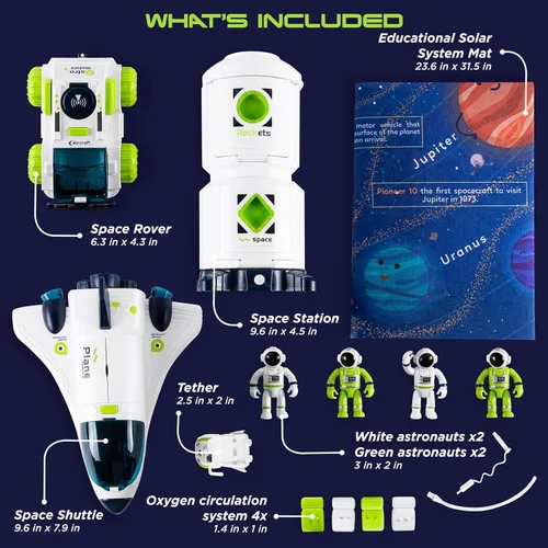 Vista 2 de [Upgraded Set] Space Toys for Kids 3 4 5 6 7 8, Space Shuttle with Rocket Ship Toys - 4 Astronauts, Station, & Rover, Spaceship Toy, Rocketship