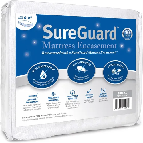 Vista 22 de Funda SureGuard Mattress Encasement de seis lados con cremallera, 100 % impermeable, hipoalergénica