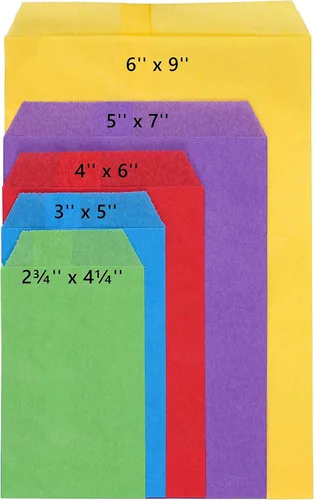 Vista 4 de Quotidian Mini bolsas de papel kraft planas marrones de 2 3/4 pulgadas x 4 1/2 pulgadas (2.8 x 4.5 in) paquete de 100 notas pequeñas para confeti