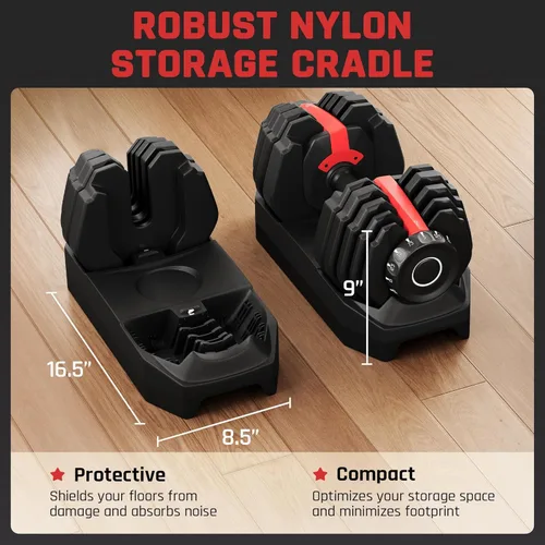 Vista 6 de Yaheetech Juego de mancuernas ajustables de 28/40/52.5/90 libras, mancuernas ajustables de ajuste rápido, juego de pesas con mango antideslizante