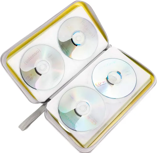 Vista 5 de Estuche para CD, capacidad para 80 unidades, para CD/DVD, cartera, de plástico duro, CD y DVD, carpetas de almacenamiento para automóvil, hogar