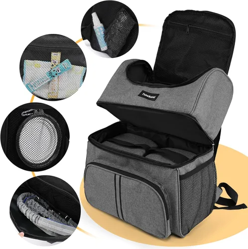 Vista 2 de Bolsas para perros para viajes, bolsa de pañales para mascotas, aprobada por aerolíneas, bolsa de viaje de comida para perros con 2 contenedores