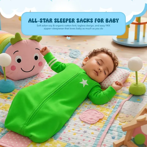 Vista 7 de Babysoy Saco de dormir de manga larga, saco de dormir de bebé a niño, elige entre la talla 0 a 24 meses
