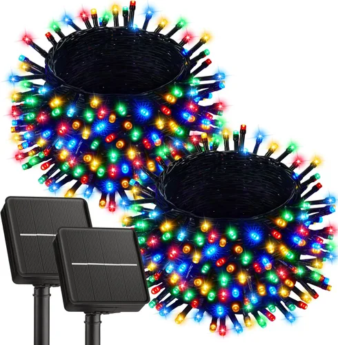Vista 15 de Brightown Luces Solares de Navidad para Exteriores, Paquete de 4 Total 184 Pies 480 LED Luces de Cadena Solares para Exteriores Impermeables Cable