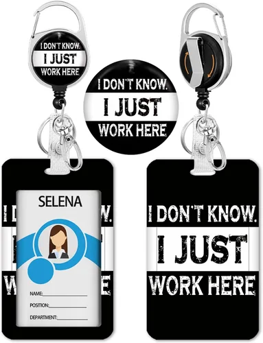 Vista 12 de Portatarjetas con carrete retráctil, funda negra para tarjetas de identificación para niñas con clip de mosquetón, resistente, cubierta protectora