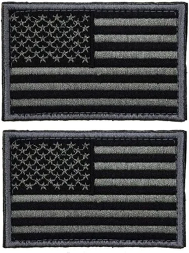 Parche de bandera táctica de EE.UU. 4 unidades, negro & gris - emblema para uniforme militar de los Estados Unidos de América