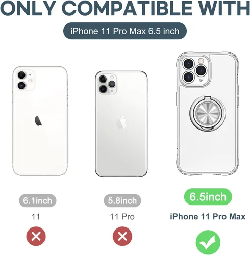 Vista 8 de Hython Funda para iPhone 11 Pro Max con soporte de anillo [soporte de anillo giratorio de 360° con soporte magnético]