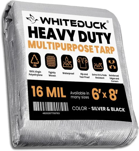Vista 60 de WHITEDUCK Lona de polietileno súper resistente de 16 mil de grosor, 12 x 16 pies, impermeable, 100% resistente a los rayos UV, a prueba de Azul- 16