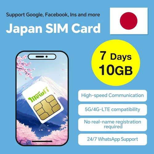 Vista 10 de Tarjeta SIM prepagada de Japón 15 días 10GB - Comunicación 4G de alta velocidad - Fácil activación y soporte de Whatsapp 24/7, funciona con Google
