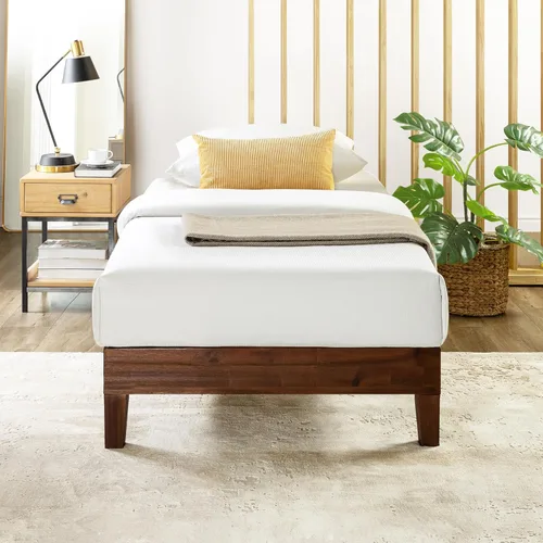 Vista 15 de Mellow Naturalista Classic - Cama de plataforma de madera maciza de 12 pulgadas con listones de madera, no necesita somier, fácil montaje
