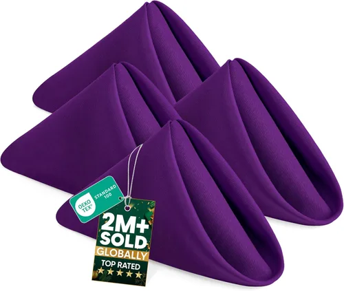 Vista 45 de Utopia Home Paquete de 24 servilletas de tela de 20 x 20 pulgadas, servilletas de cena 100% poliéster con bordes dobladillos, servilletas lavables