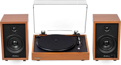 Vista 10 de Electrohome Montrose Record Player Stereo System, 4" Bluetooth Powered Bookshelf Speakers, Belt-Drive Turntable with Audio-Technica Stylus, Speed