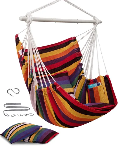 Vista 11 de MIZTLI Silla de Hamaca Silla Colgante Silla de Cuna Silla Colgante para Dormitorio Interior Exterior - Máx 500 Lbs - Barra de Separación de Acero