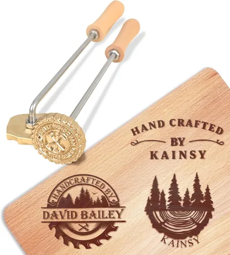 KAINSY Hierro de Marca Personalizado para Madera, Hierro de Marca de Metal Duradero con Logo Personalizado para Estampado de Madera Quemada Cuero