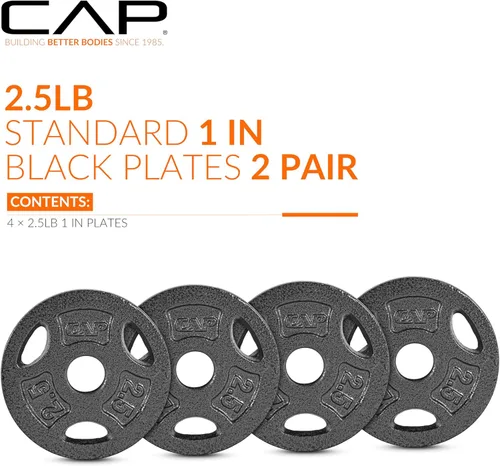 Vista 3 de CAP Barbell Placas de peso de agarre estándar de 1 pulgada