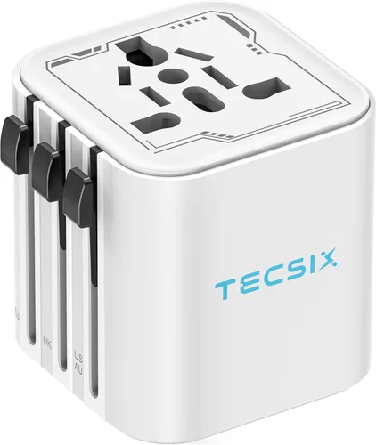 Vista 12 de Adaptador de viaje universal en todo el mundo, adaptador de enchufe de viaje europeo con 2 USB C, 2 USB A y múltiples salidas de CA, convertidor