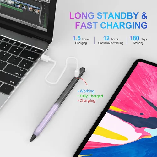 Vista 5 de Lápiz óptico para iPad 2018-2023 con rechazo de palma, lápiz activo para iPads de 10ª/9ª/8ª/7ª/6ª generación, para iPad Pro11/12.9 pulgadas