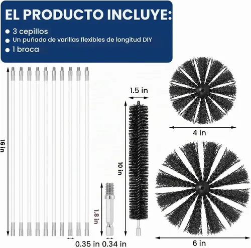 Vista 2 de HOKLNUSE Kit limpiador de ventilación de secadora, kit de limpieza de conductos para secadora, conducto de aire, HVAC, ventilación, chimenea