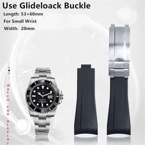 Vista 2 de BNEGUV Correa de reloj de goma de 0.787 pulgadas, correa de reloj con hebilla plegable ajustable para Rolex para Submariner GMT OYSTERFLEX Daytona