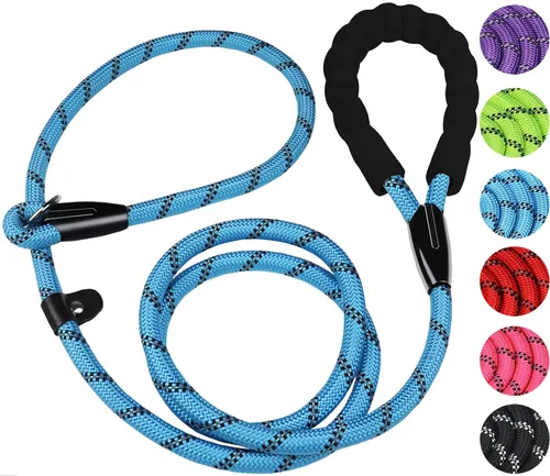 Vista 16 de Correa para perro de 3.9 pies, duradera, de alta calidad, resistente, con mango acolchado cómodo e hilos altamente reflectantes para perros Negro