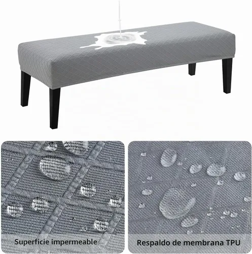 Vista 4 de YISUN - Fundas impermeables para banco de comedor, funda elástica de jacquard para banco, antipolvo, desmontable, lavable, protector de asiento