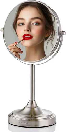 Vista 13 de OVENTE Espejo de maquillaje de mesa de 7 pulgadas con aumento 1X/7X, diseño giratorio de 360° y espejo de tocador independiente de doble cara