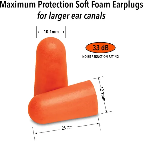 Vista 2 de Mack's Tapones para los oídos de espuma suave de máxima protección, 10 pares, 33 dB NRR más alto, cómodos tapones para los oídos para dormir