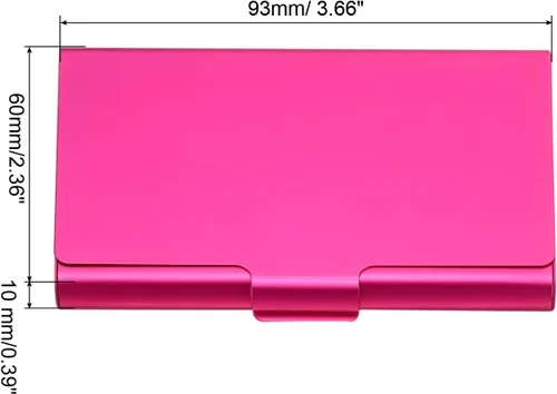 Vista 2 de PATIKIL Tarjetero para tarjetas de visita, estuche de metal de aluminio para tarjetas de crédito, color rojo rosa