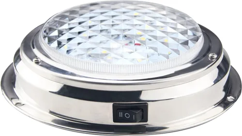 Vista 5 de Luz LED de cúpula para barco marino con interruptor, montaje en superficie de acero inoxidable, 12 voltios, 6.7 pulgadas (rojo y blanco)