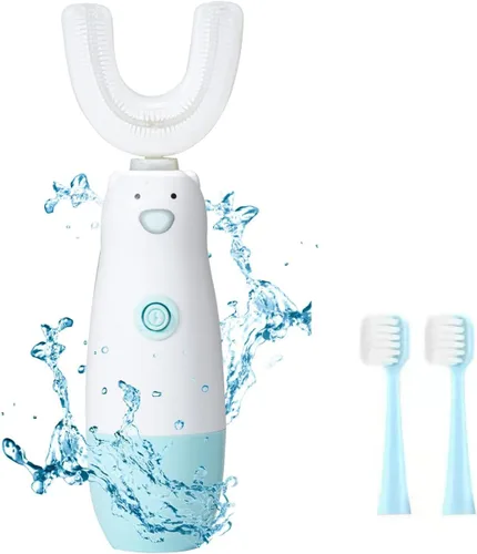 Vista 7 de Cepillo de dientes eléctrico en forma de U para niños Meqtpomy, cepillo de dientes para niños pequeños impermeable con batería, cepillos de dientes