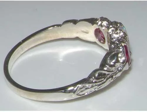Vista 3 de Anillo de plata de ley 925 auténtico ópalo y rubí para mujer