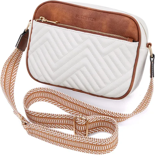 Vista 8 de BOSTANTEN Bolsos cruzados acolchados para mujer, de piel vegana, bolsos pequeños de hombro con correa ancha